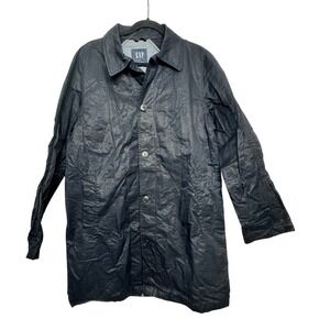 GAP‎ Navy Blue Long Button Coat Jacket Men's Medium  Acrylic Cotton Blend